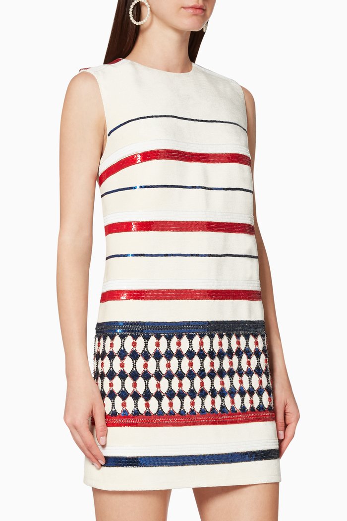 

Embroidered Chenille Boxy Dress, White