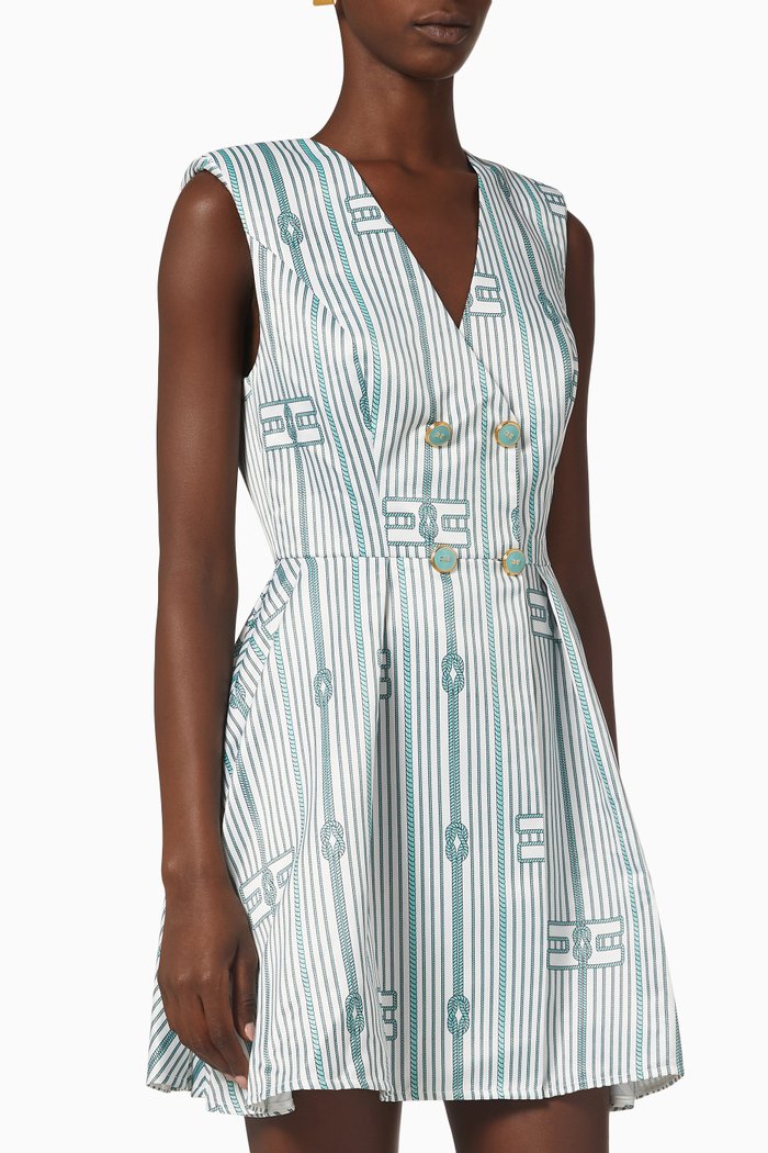 

Rope Print Satin Mini Dress, Blue
