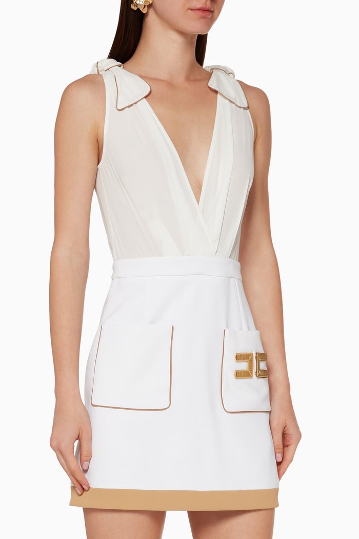 Separable Short Dress, White