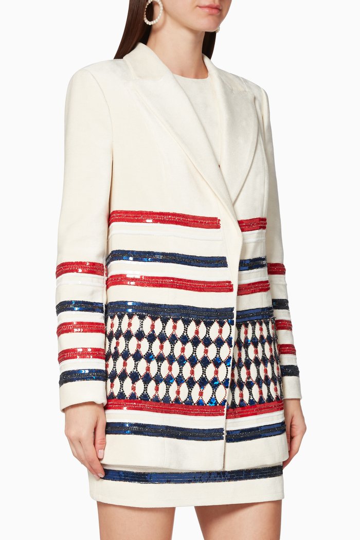 Embroidered Chenille Jacket, White