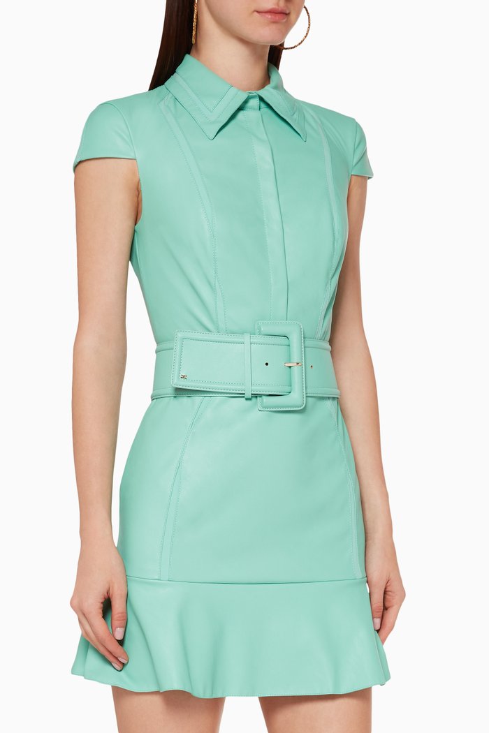

Faux Leather Mini Dress, Blue
