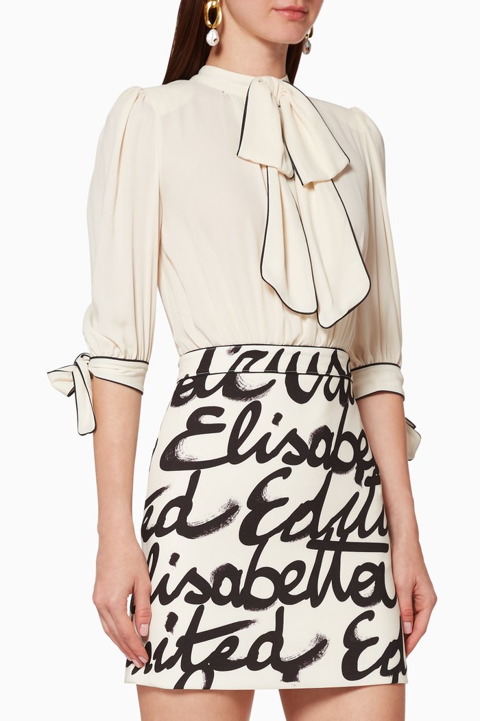 

Macro Wording Crêpe Mini Dress, White