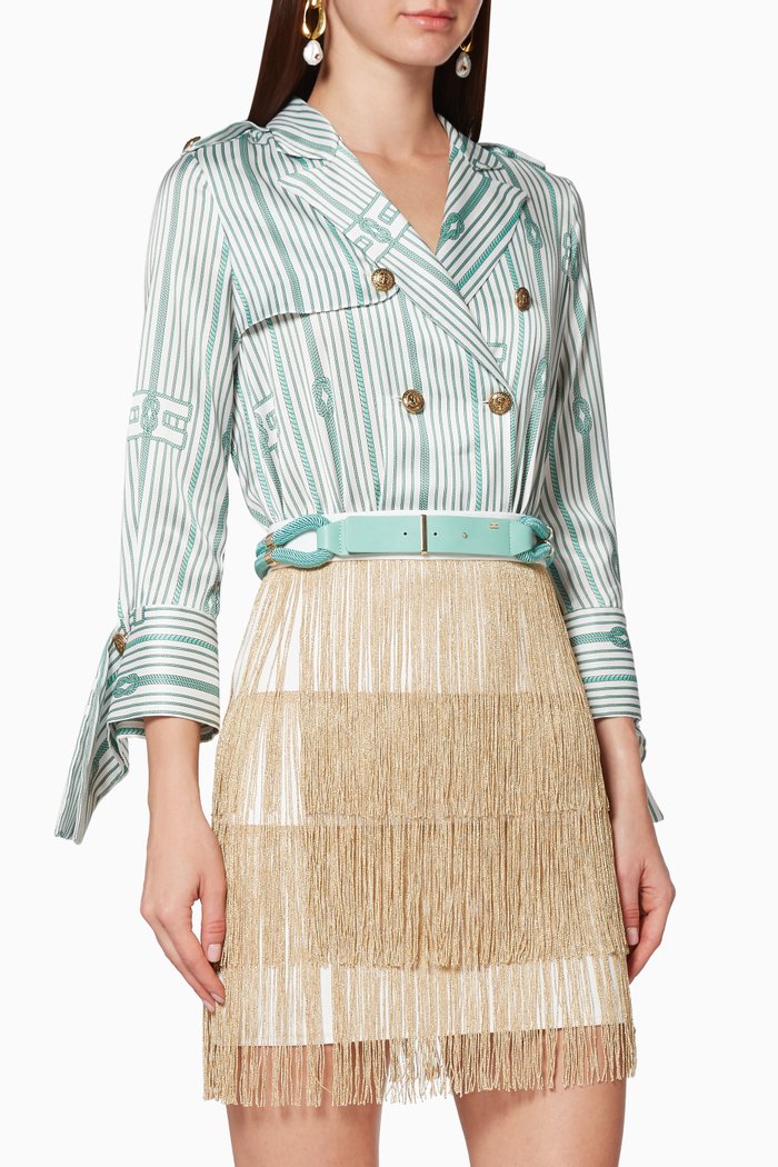 Separable Satin Fringe Dress, Blue