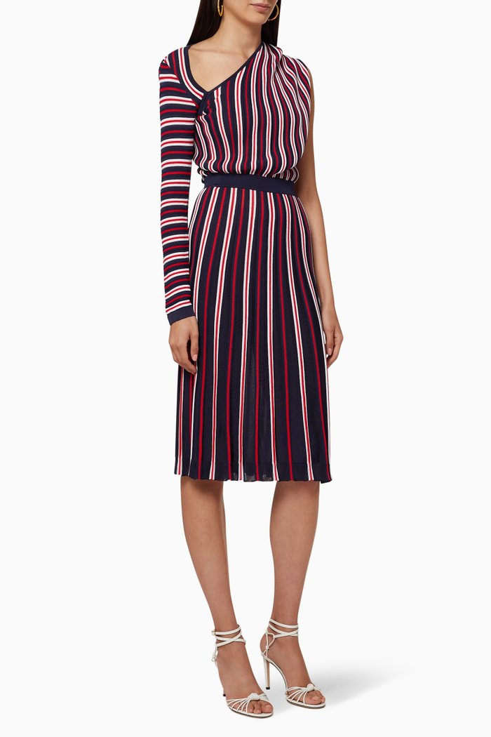 

Striped Knit Midi Dress, Blue