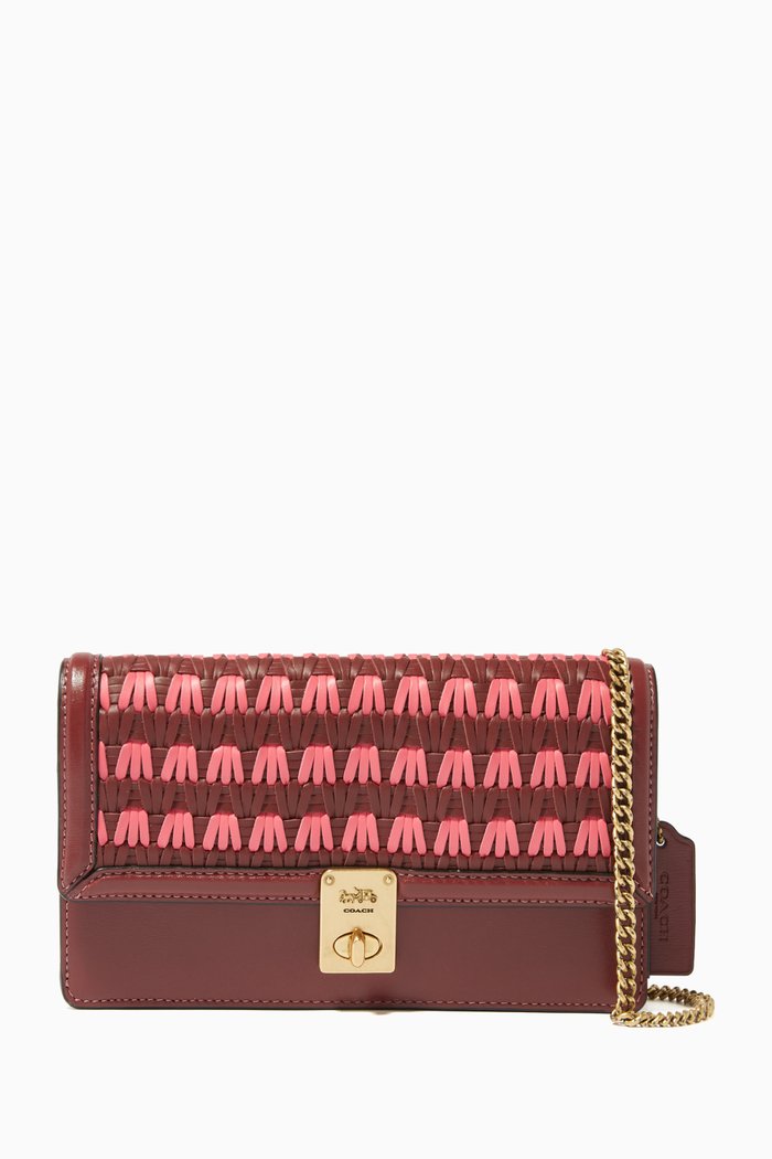 

Hutton Clutch with Weaving in Leather, Pink