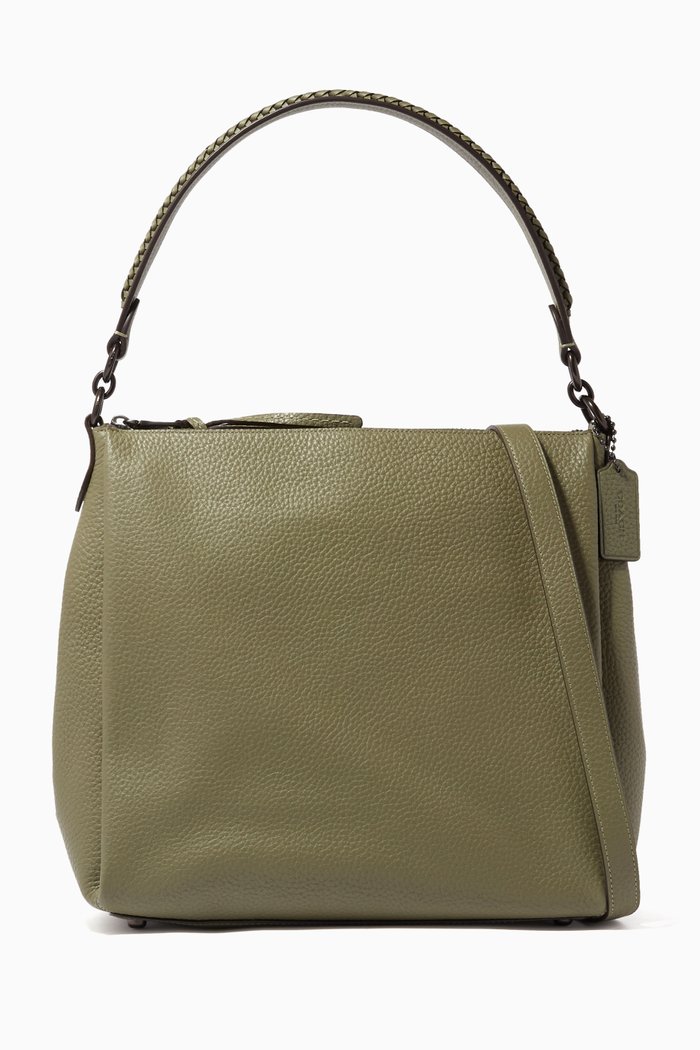 

Whipstitch Shay Shoulder Bag in Pebble Leather, Green