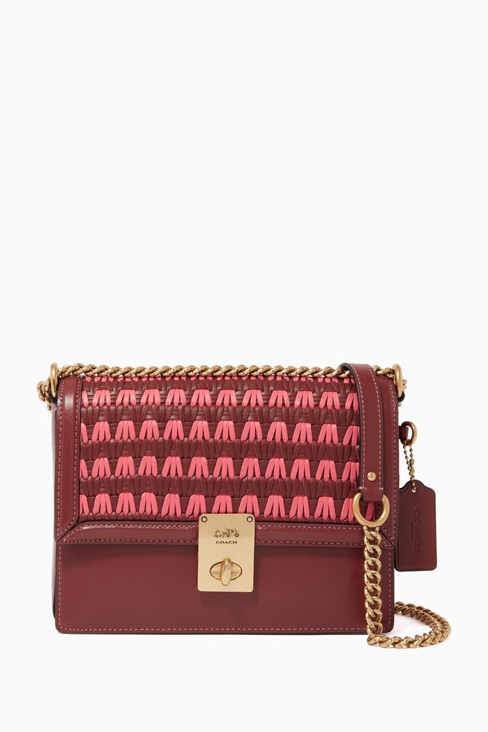 

Hutton Woven Leather Shoulder Bag, Red