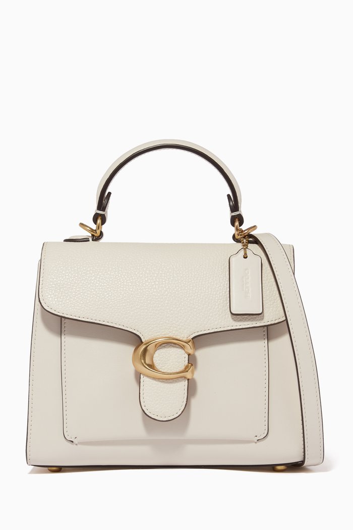 Tabby Top Handle 20 in Mix Leather, White