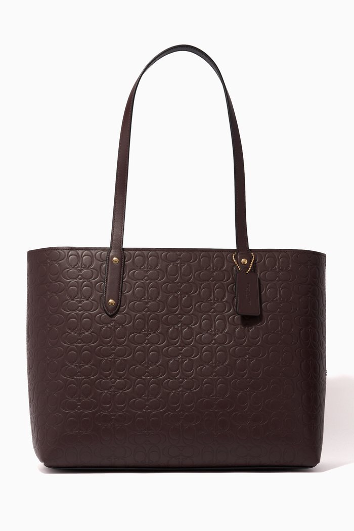 

Signature Leather Zip Central Tote Bag, Burgundy