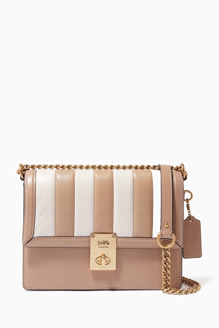 

Hutton Shoulder Bag with Colourblock Quilting in Leather, Brown