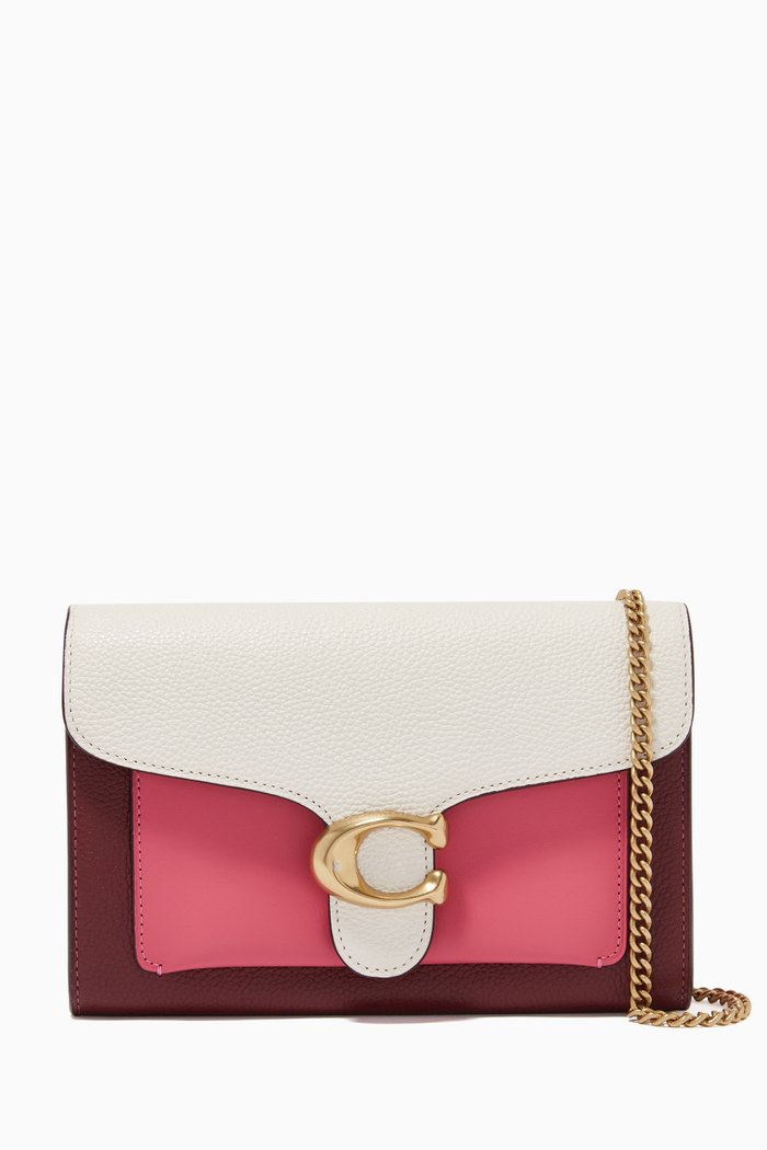 

Tabby Chain Clutch in Colorblock Leather, Pink