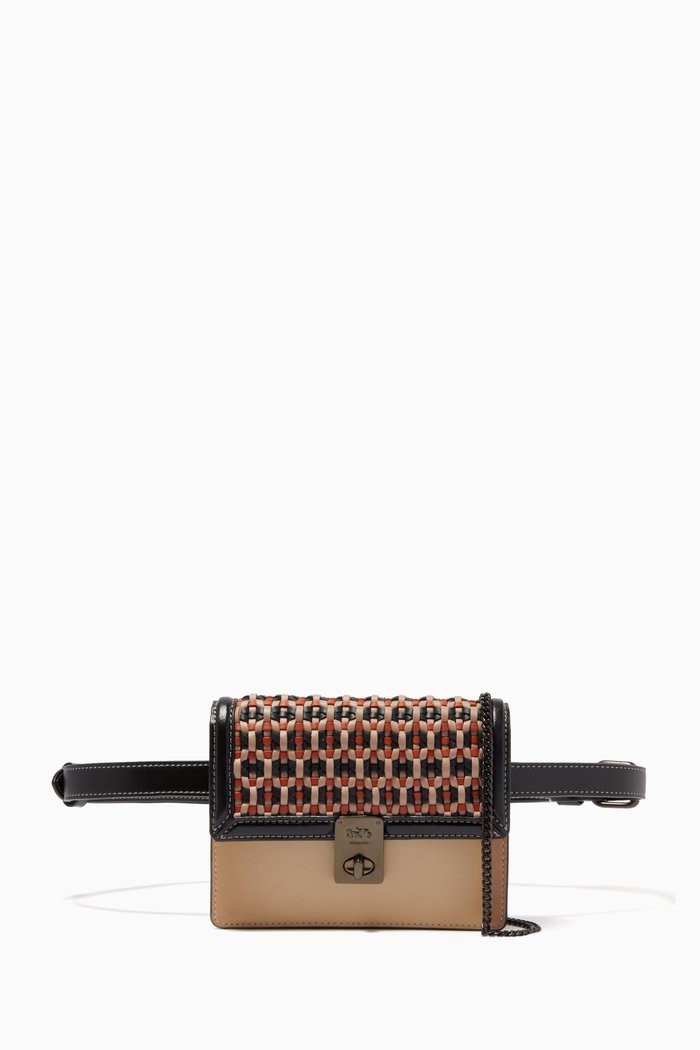 

Hutton Belt Bag with Weaving in Leather, Black