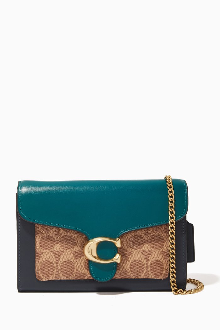 

Tabby Chain Clutch in Colorblock Signature Canvas, Blue