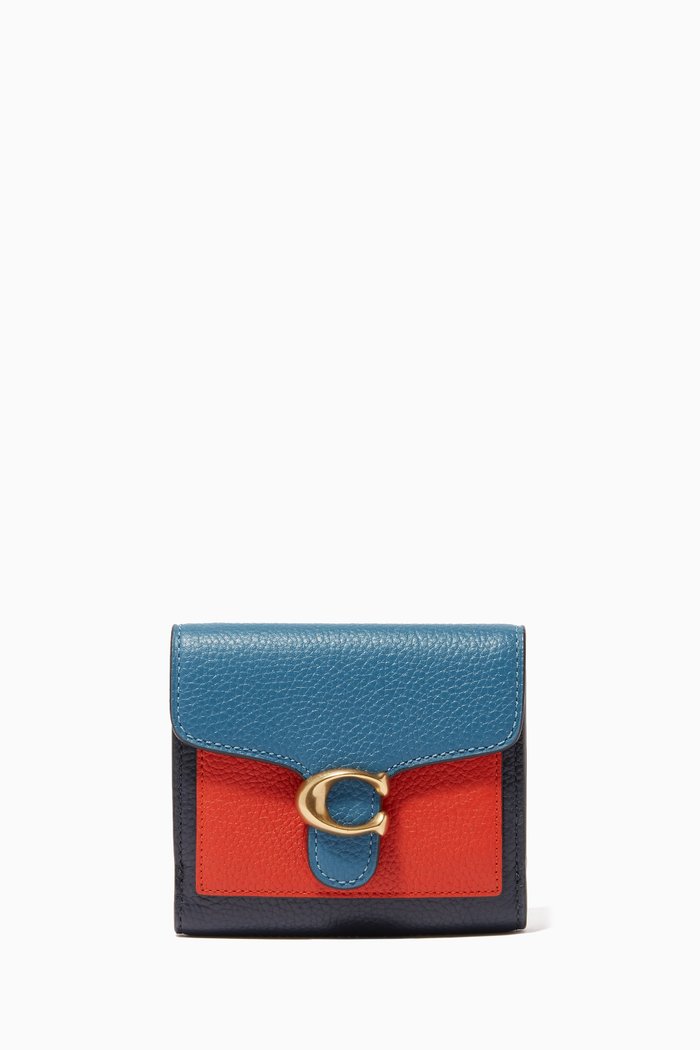 

Tabby Small Wallet in Colorblock Pebble Leather, Blue
