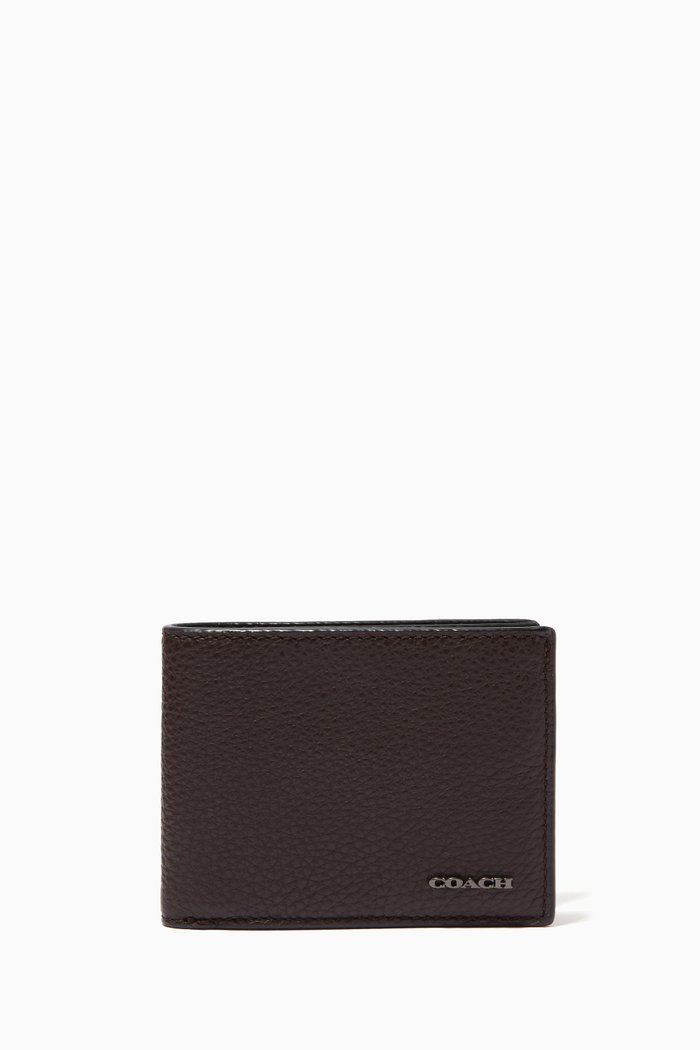 

Slim Billfold Wallet in Pebble Leather, Brown