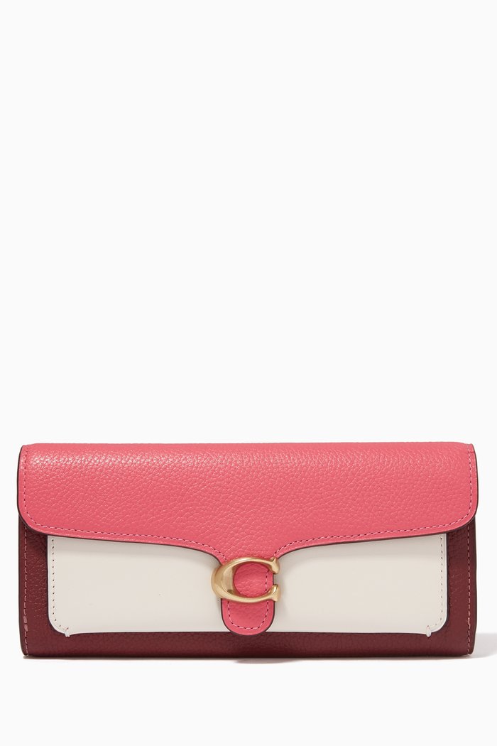 

Long Tabby Wallet in Colour-Block Leather, Pink