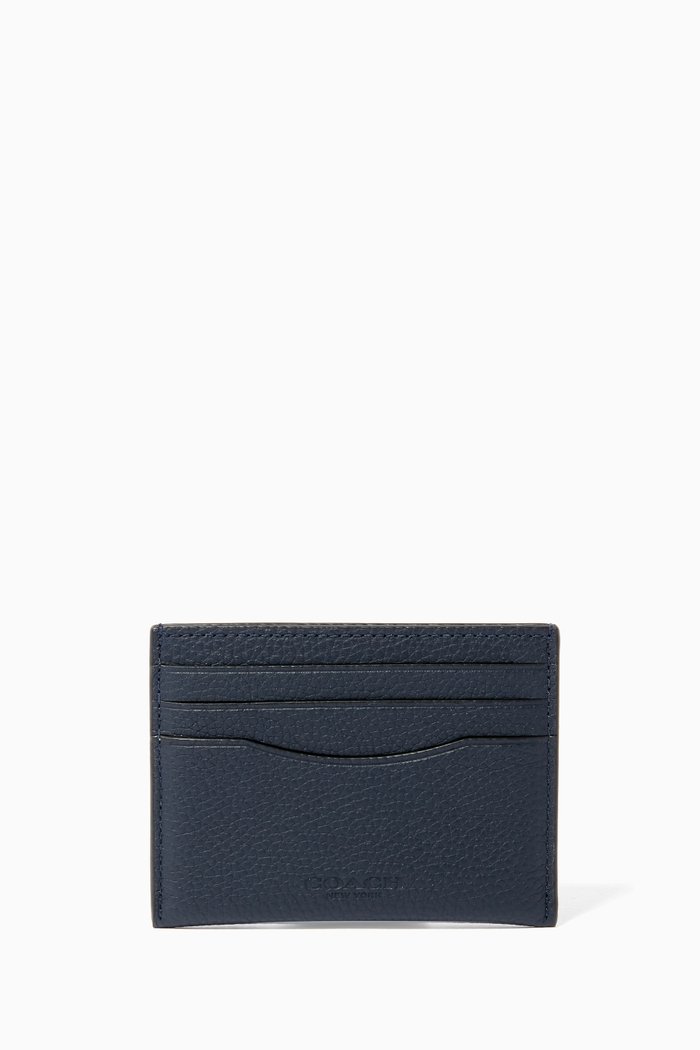 

Pebble Leather Card Case, Grey