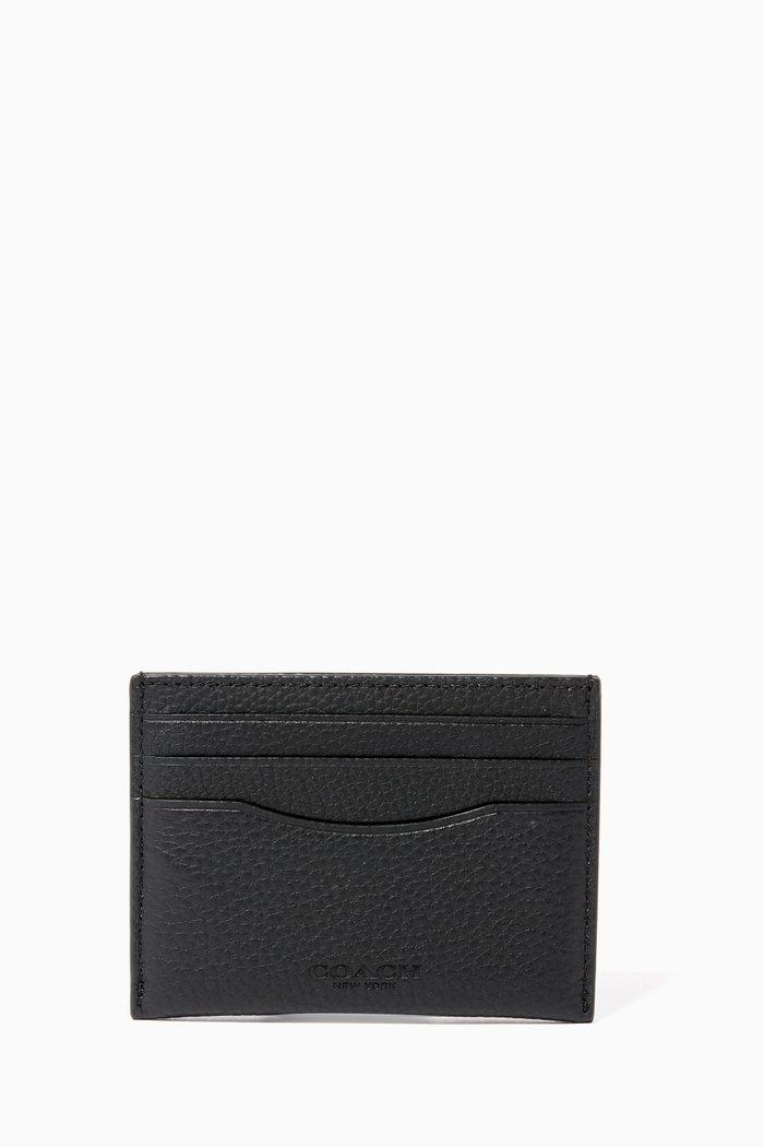

Pebble Leather Card Case, Black