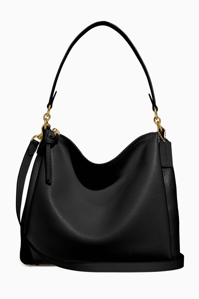 

Shay Shoulder Bag in Soft Pebble Leather, Black
