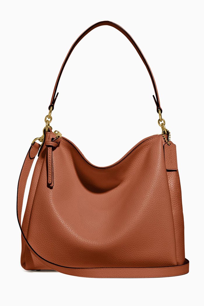 

Shay Shoulder Bag in Soft Pebble Leather, Brown