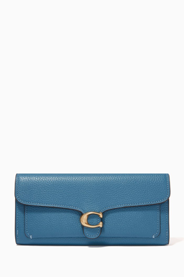 

Tabby Long Wallet in Pebble Leather, Blue