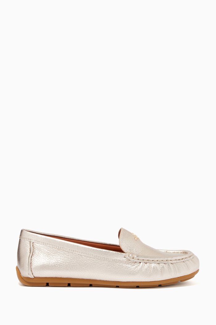 

Marley Driver Shoes in Metallic Leather, Neutral