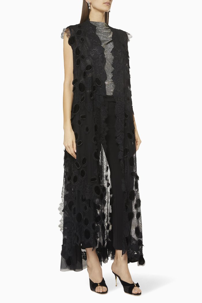 

French Lace Formal Abaya, Black