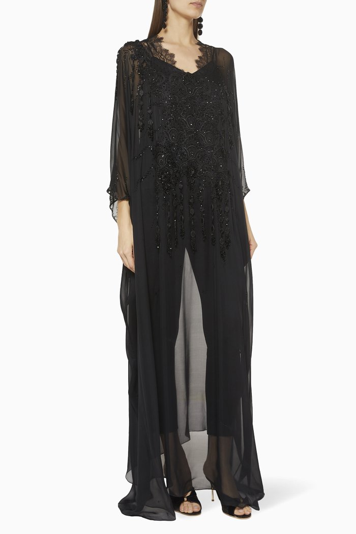 

Embellished Formal Jalabiya, Black