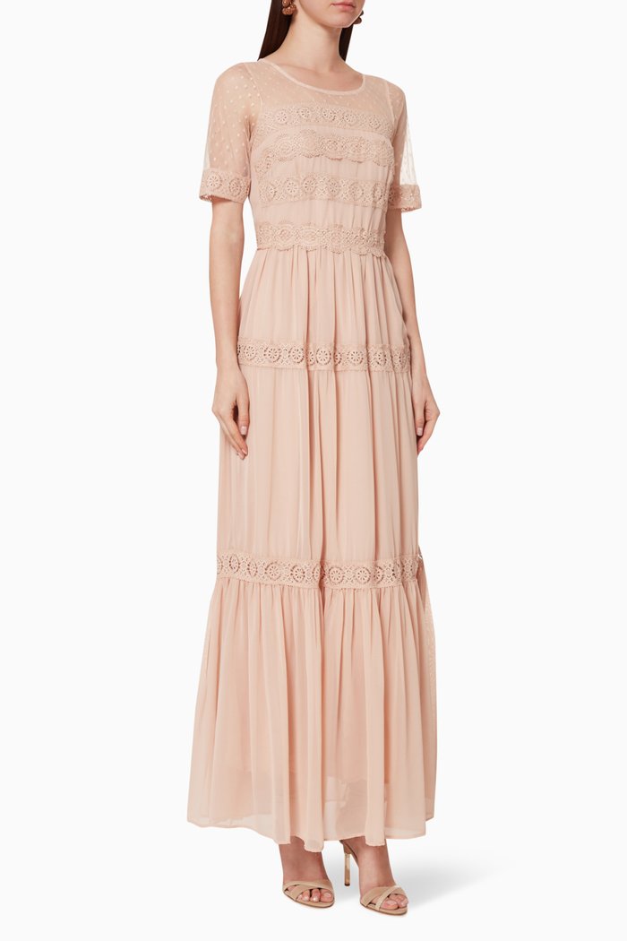 

Yasfaline Embroidered Tulle Dress, Pink