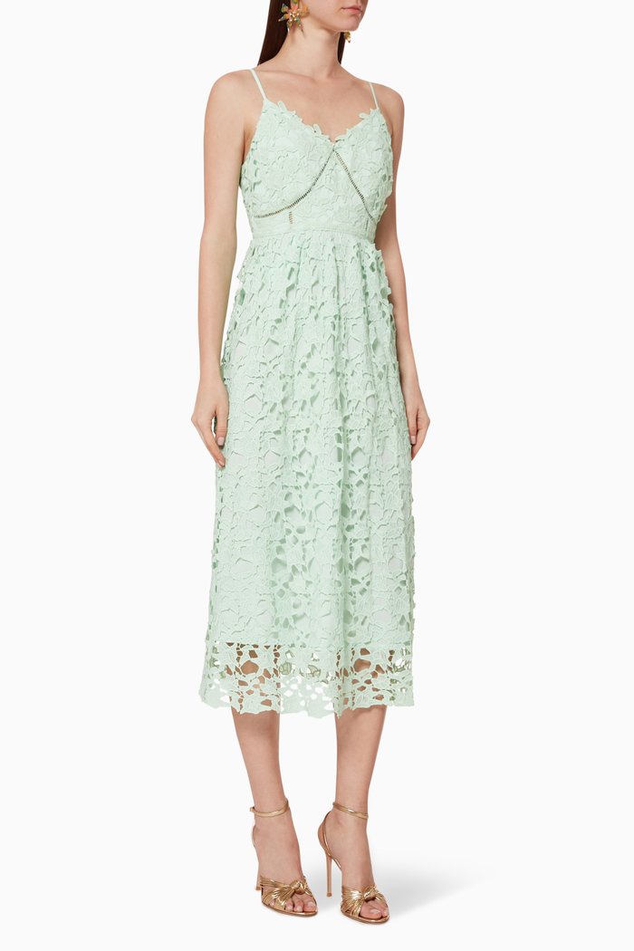 Yasulie Lace Midi Dress, Green