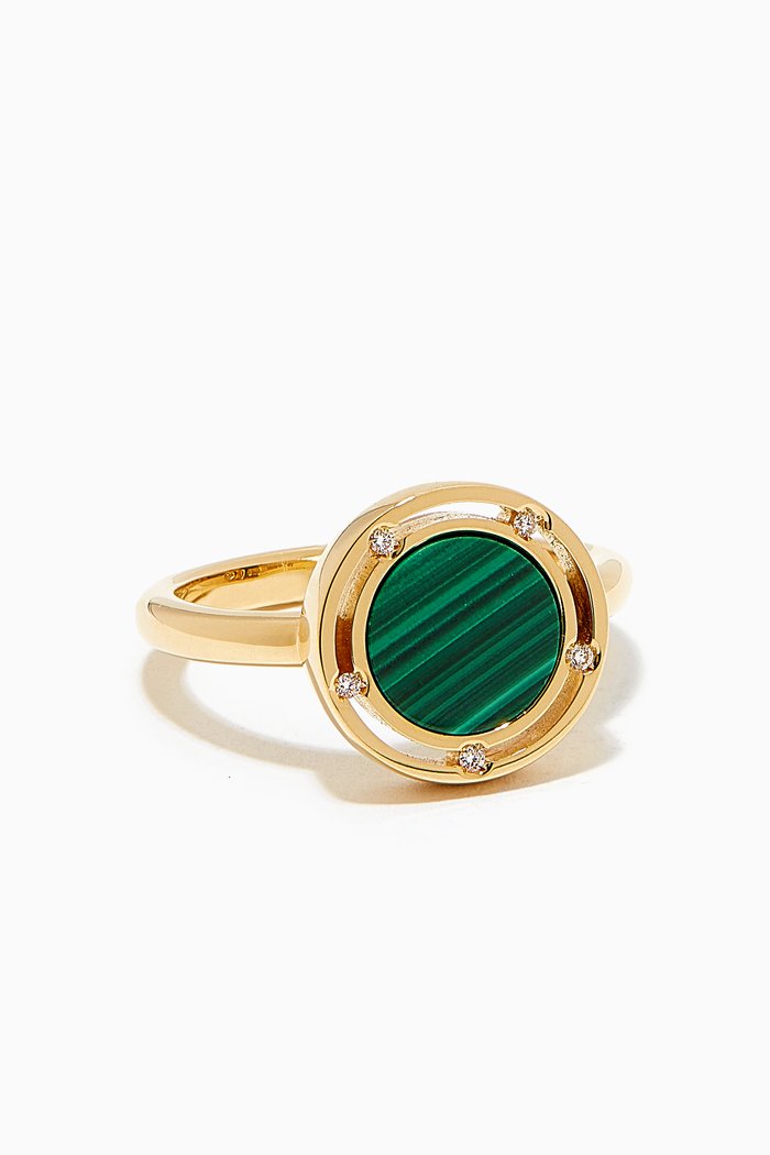 

D.side Malachite & Diamond Ring in 18kt Yellow Gold, Green