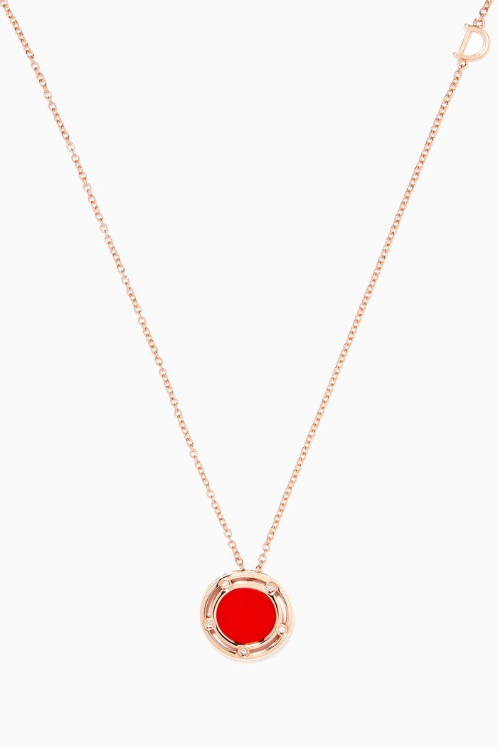 

D.side Red Stone & Diamond Necklace in 18kt Rose Gold
