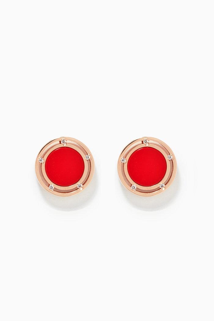 

D.side Red Stone & Diamond Earrings in 18kt Rose Gold