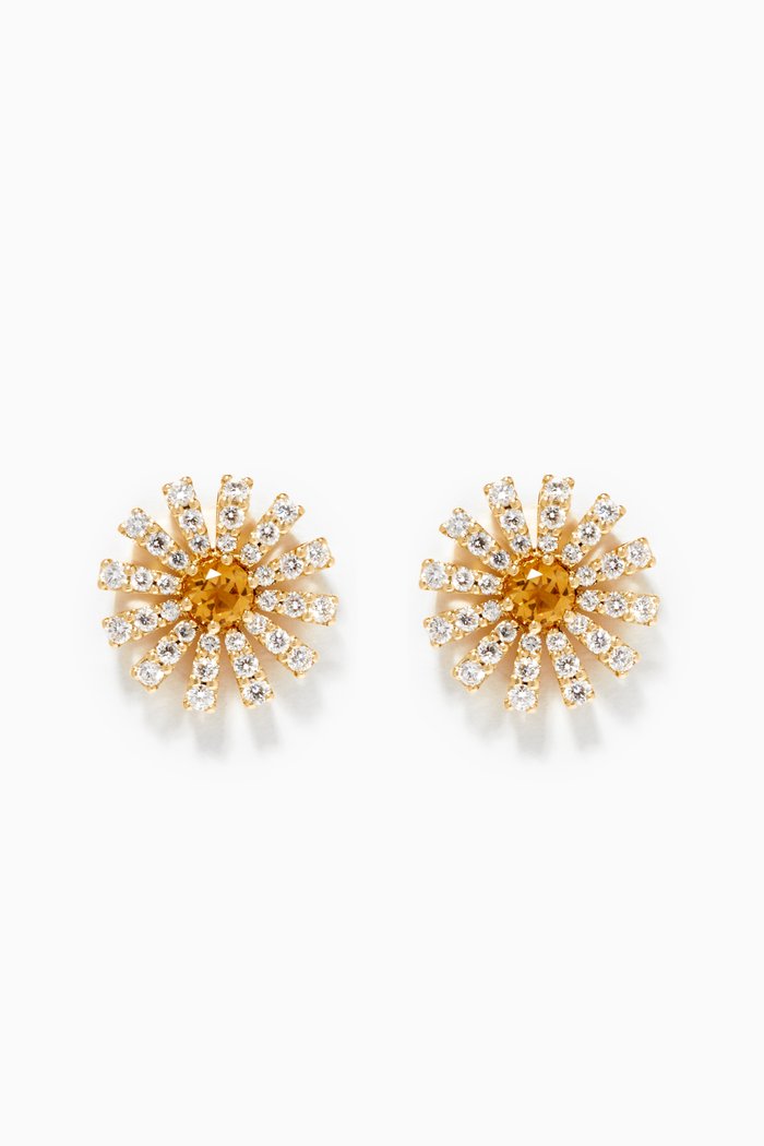 

Margherita Diamond & Citrine Quartz Earrings in 18kt Yellow Gold