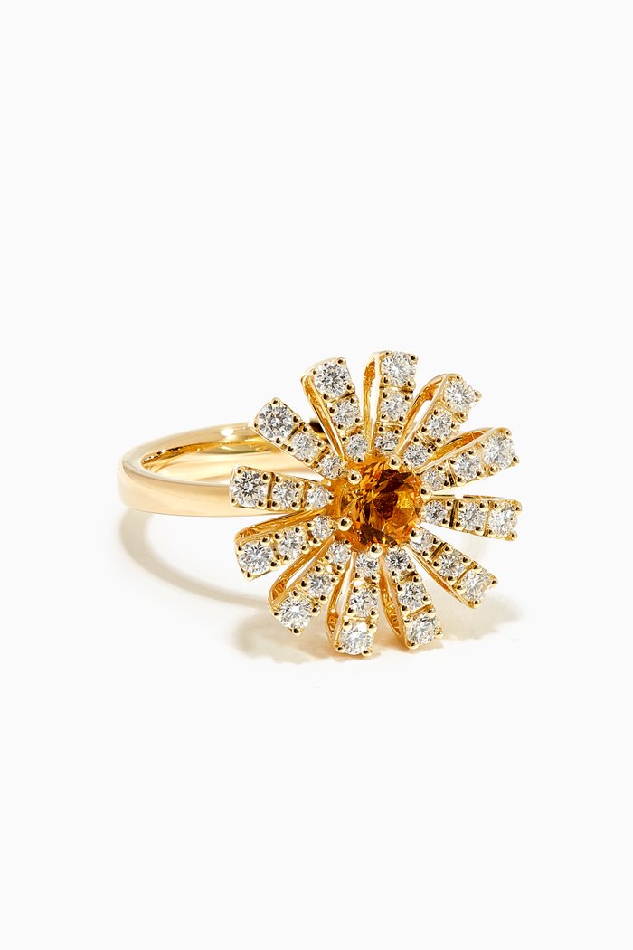 

Margherita Diamond & Citrine Quartz Ring in 18kt Yellow Gold