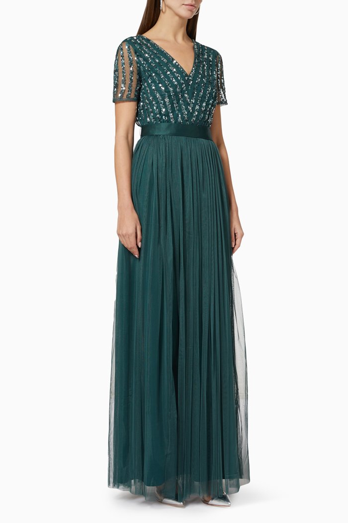 

Sequin Tulle Dress, Green