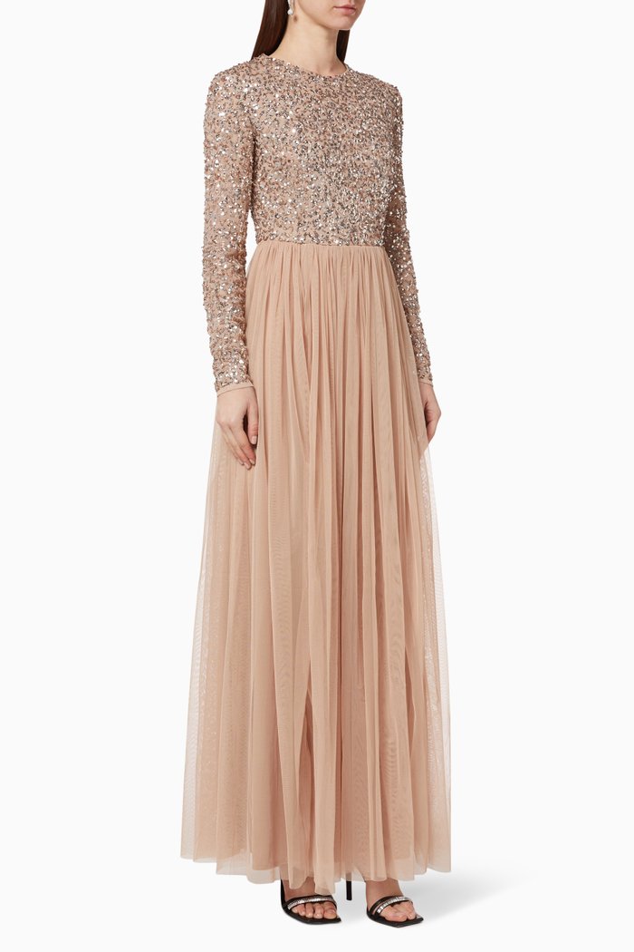 

Sequin Embellished Tulle Dress, Neutral