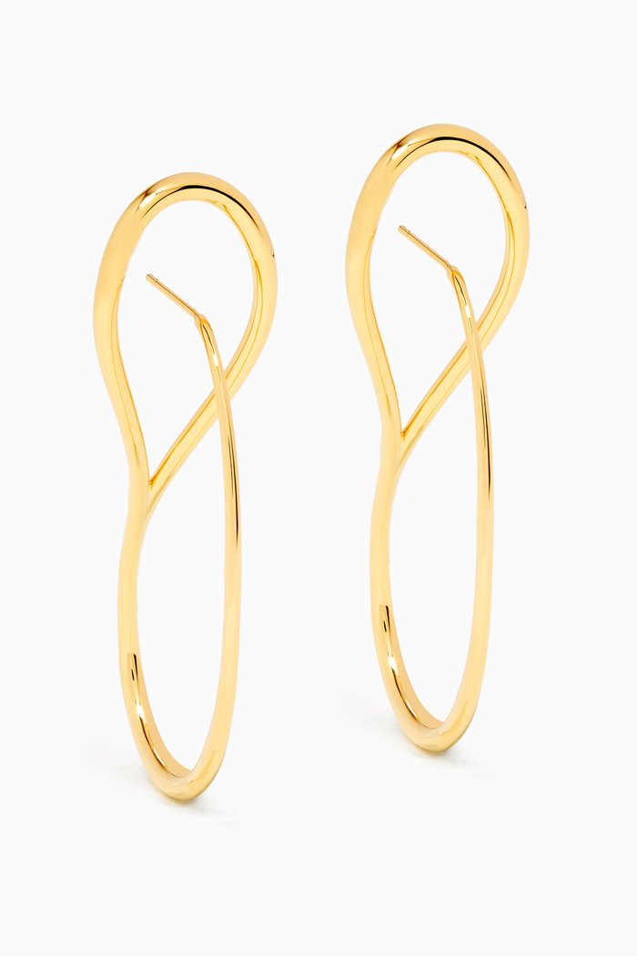 Boucles D'oreilles Needle Hoop Earrings in 18kt Vermeil, Yellow