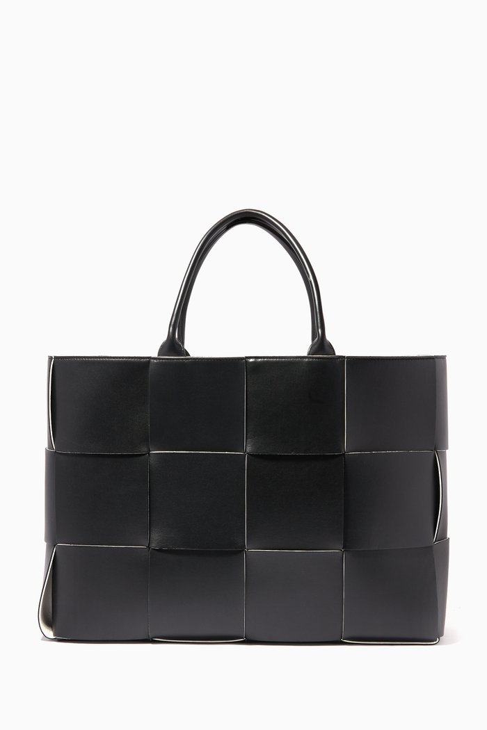 

Arco Intrecciato Leather Tote Bag, Black
