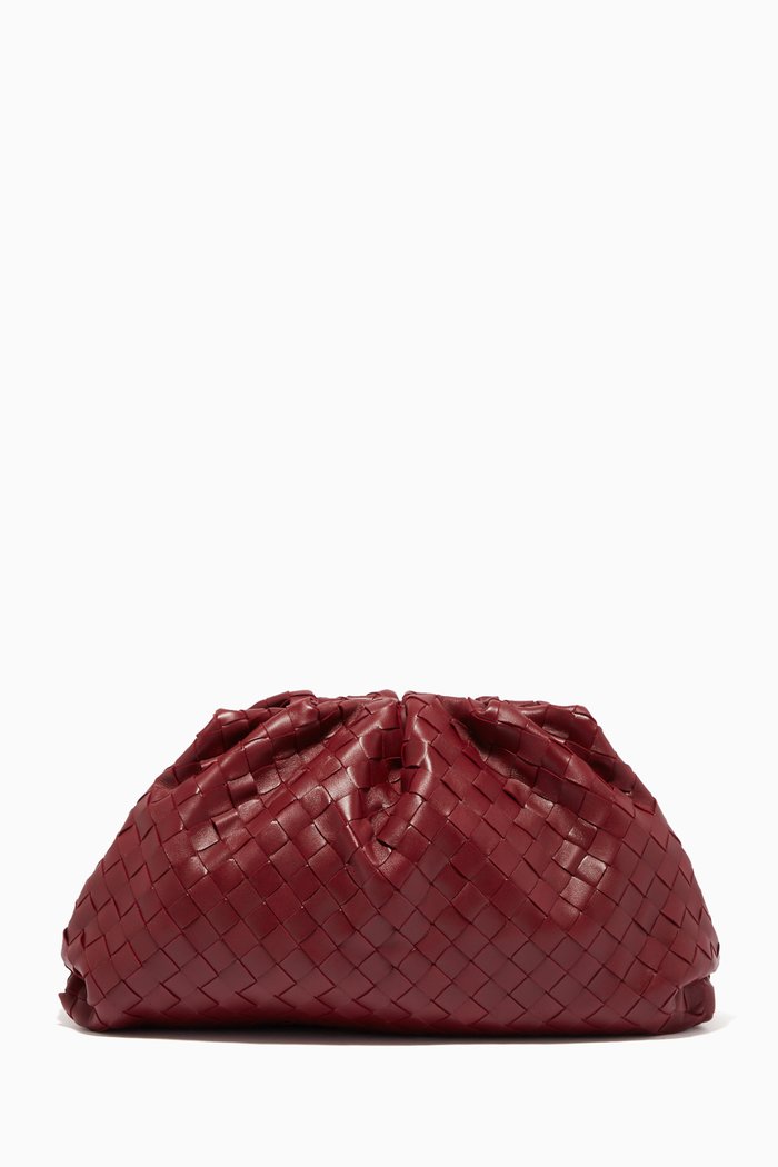 The Pouch Intrecciato Nappa Clutch, Burgundy