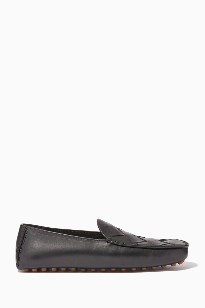 Douglas Intrecciato Leather Slippers, Black