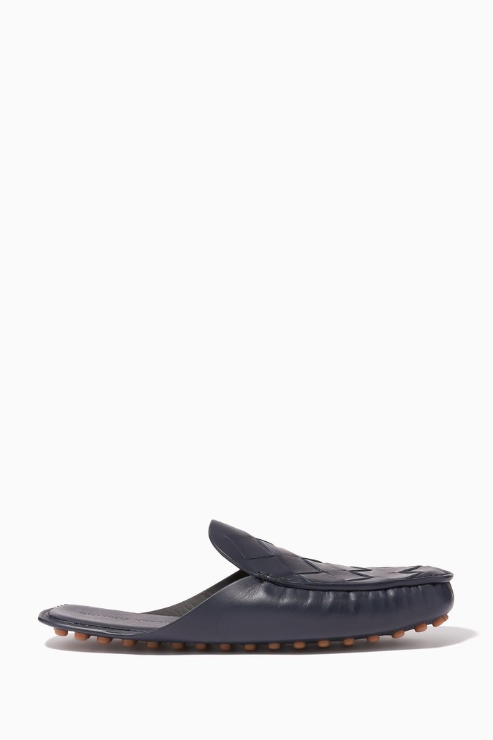 

Douglas Intrecciato Leather Backless Slippers, Blue