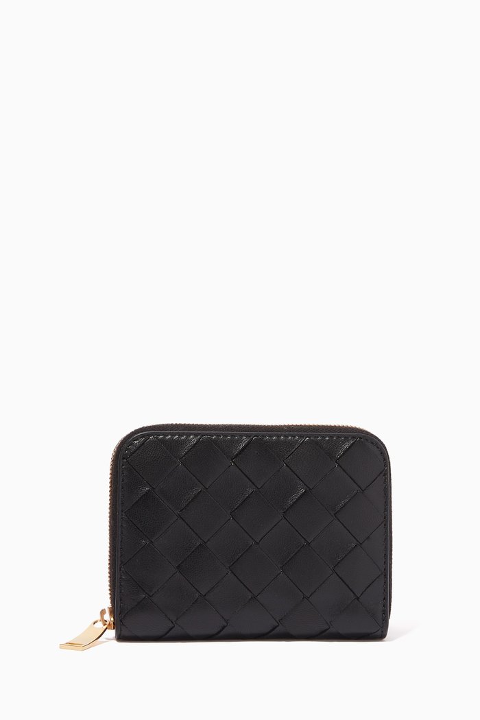 

Intrecciato Leather Coin Purse, Black