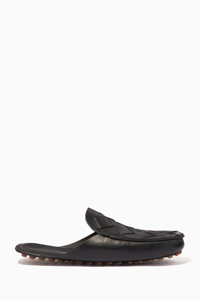 

Douglas Intrecciato Leather Backless Slippers, Black