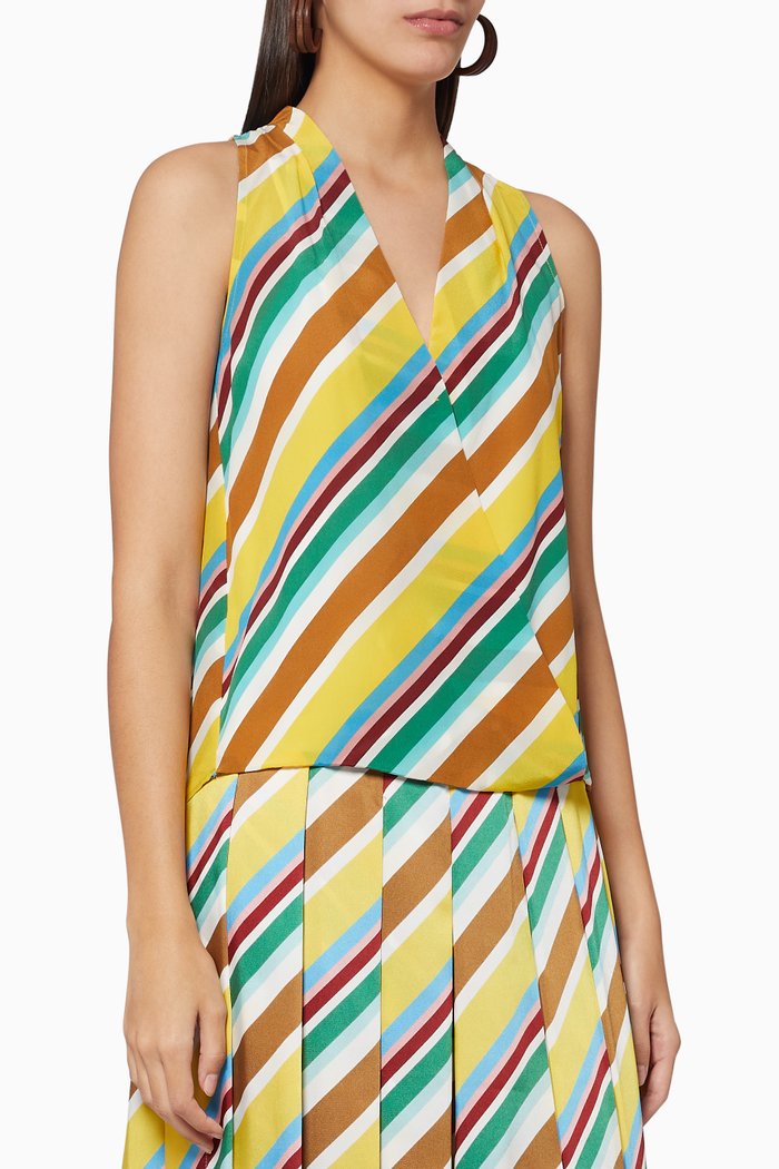 

Cuscus Striped Silk Top, Yellow