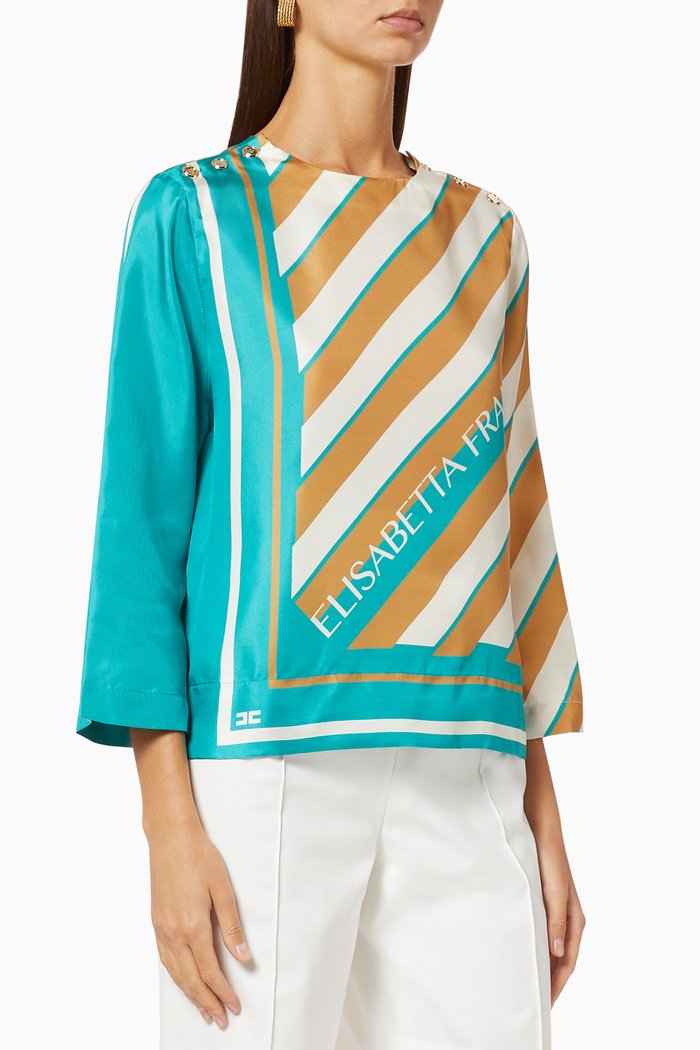 

Foulard-Print Silk Twill Blouse, Multicolour