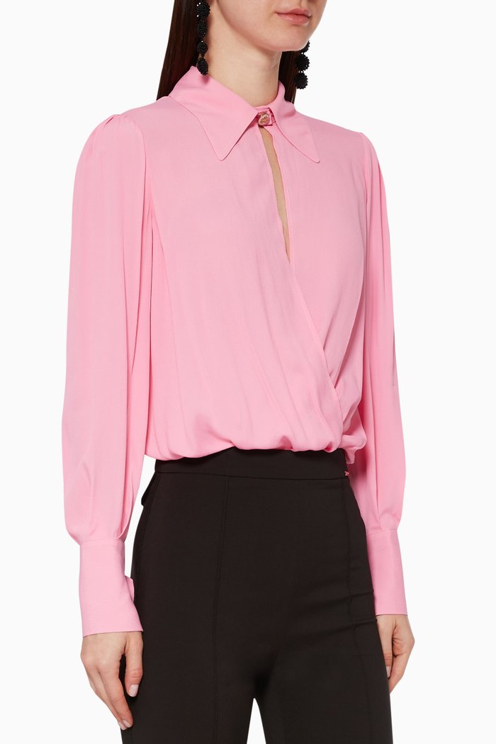 

Keyhole Crêpe Bodysuit, Pink