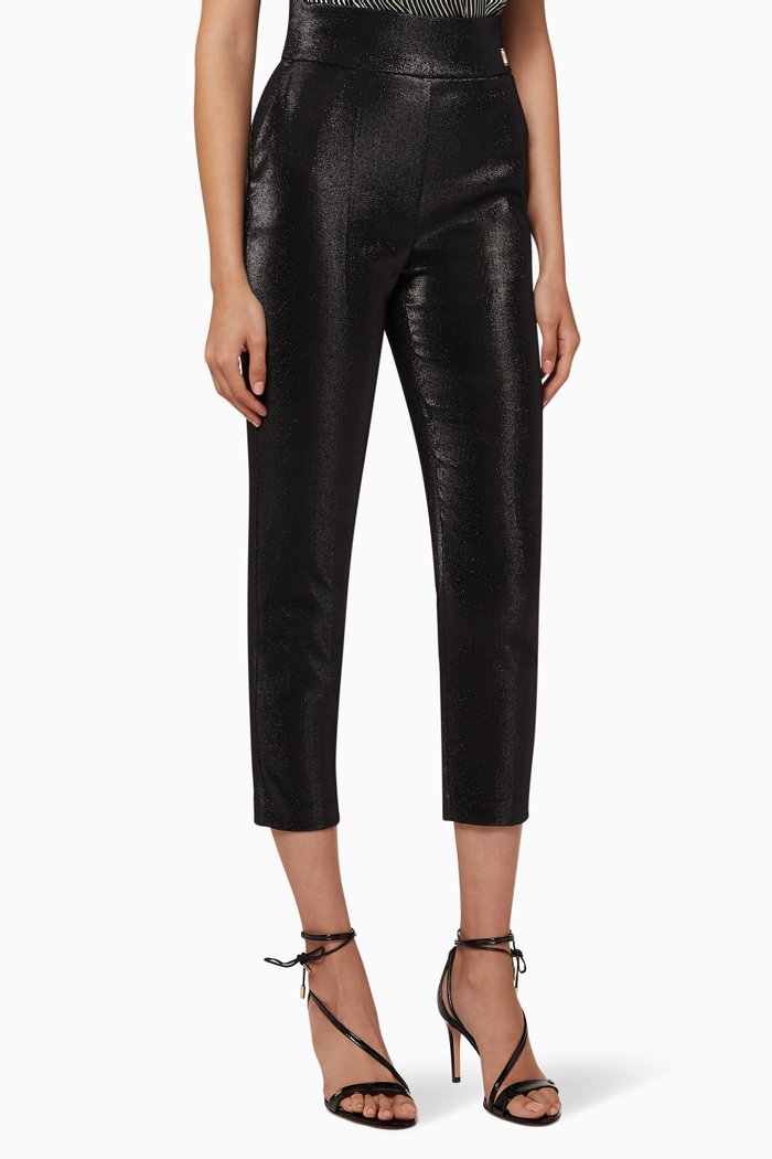 

High-Waist Lurex Pants, Black