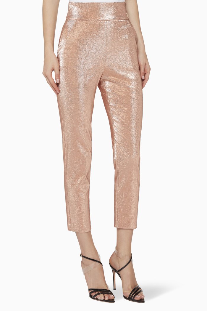 

High-Waist Lurex Pants, Pink