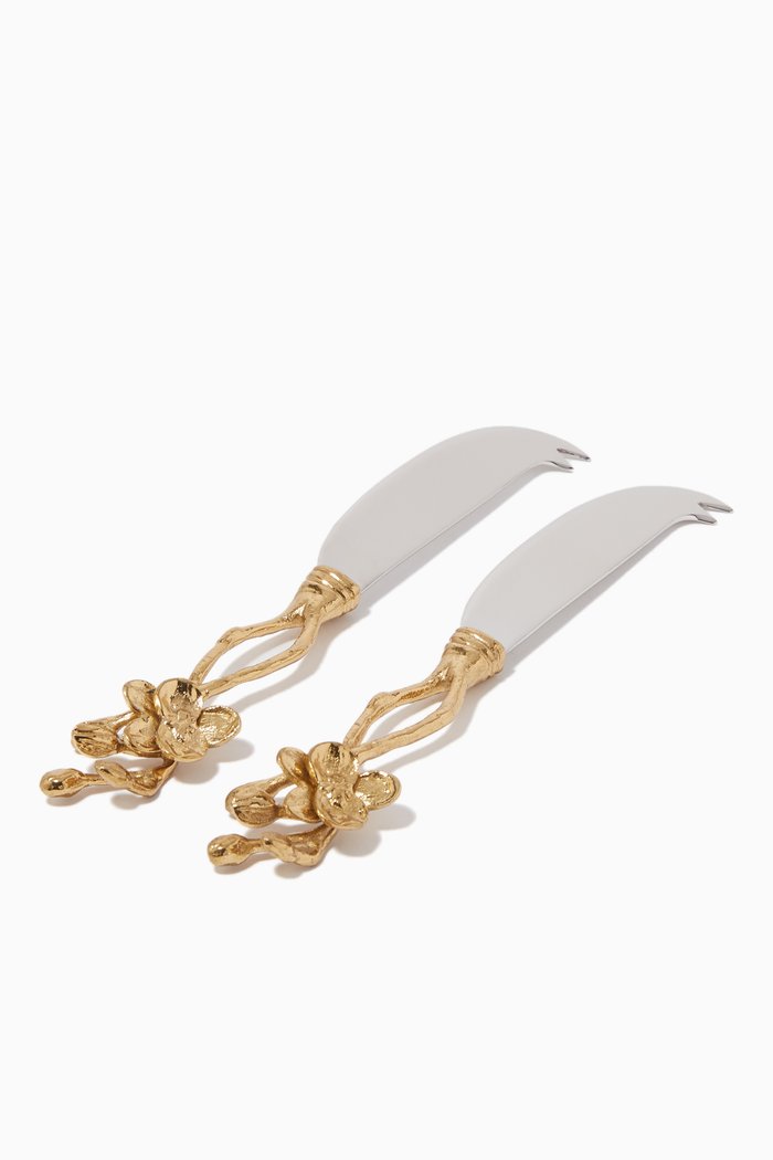 

Golden Orchid Cheese Knives, Set of 2, Multicolour